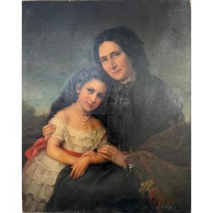 French School, Early 19th Century: Portrait Of Princess Hélène Schakowskoy And Her Daughter