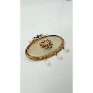 Travail russe, fin XIXe–début XXe siècle, broche-pendentif à l’aigle impérial en onyx