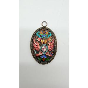 Travail russe, fin XIXe–début XXe siècle, pendentif à l’aigle impérial en émail cloisonné