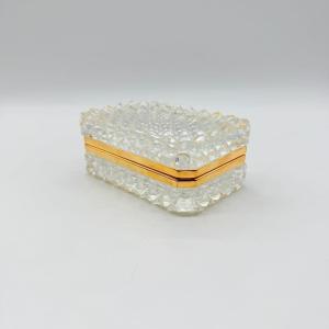 French Charles X Diamond-point Crystal And Gilt-metal Box, Circa 1820-1830   