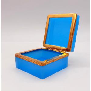 French Charles X Turquoise Blue Opaline Glass And Gilt-brass Box, Circa 1820-1830