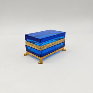 French 19th-century Cobalt Blue Glass Box