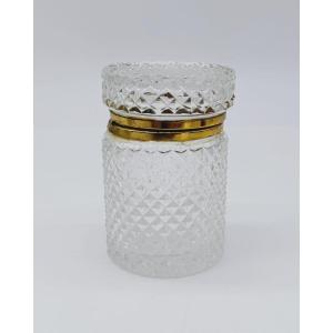BOÎTE OU FLACON À TAMPON EN CRISTAL TAILLÉ ET MONTURE EN BRONZE DORÉ, BACCARAT
