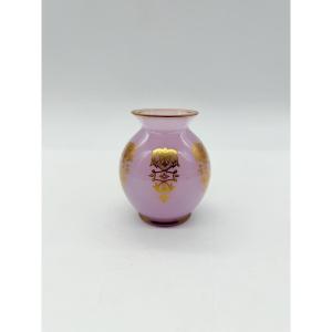 Small 19th-century Mauve Opaline Glass Vase With Gilt Decoration