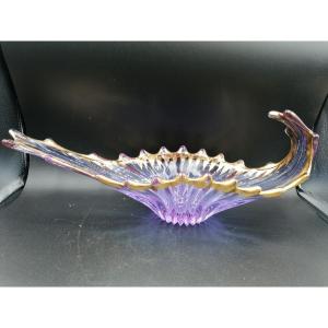Old Bohemian Glass Centerpiece In A Beautiful Lilac Color