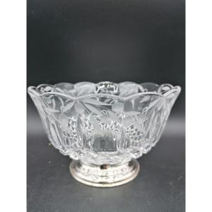 Old Glass Fruit Bowl And Silver Base