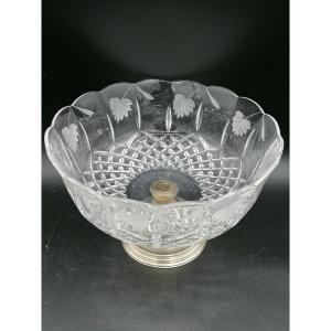 Old Glass Fruit Bowl And Silver Base