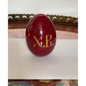 Old Easter Egg In Russian Porcelain Color Beef Blood Xb