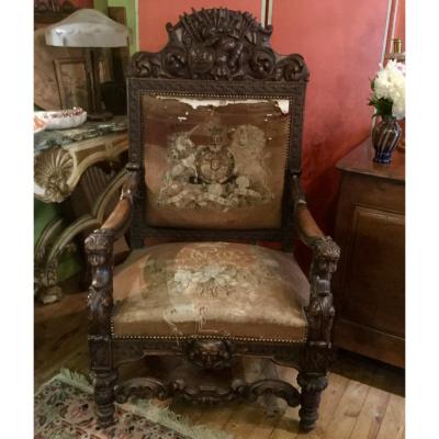 State Armchair With Military Attributes Decor