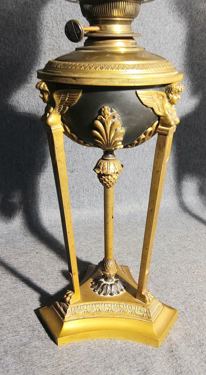 Paire De Lampes En Bronze En Forme D’athénienne De Style Empire XIX E -photo-3