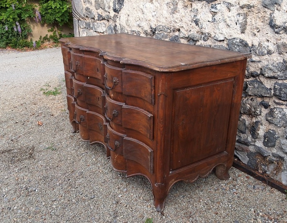 Chest Of Drawers With Crossbow-style Front, Auvergne, Mid-18th Century-photo-2