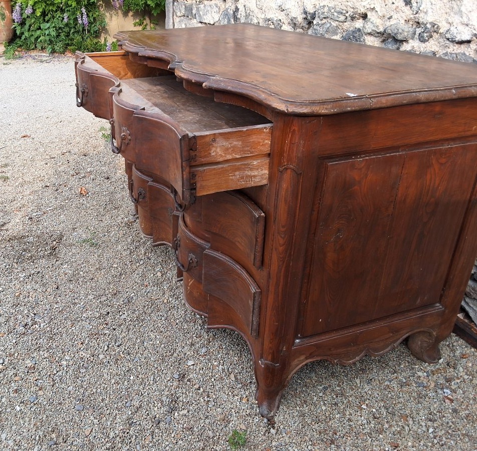 Chest Of Drawers With Crossbow-style Front, Auvergne, Mid-18th Century-photo-4