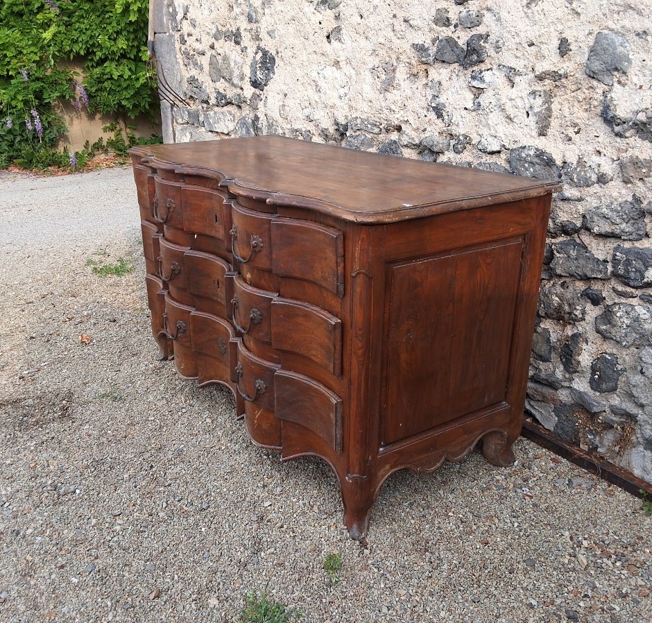 Chest Of Drawers With Crossbow-style Front, Auvergne, Mid-18th Century-photo-4