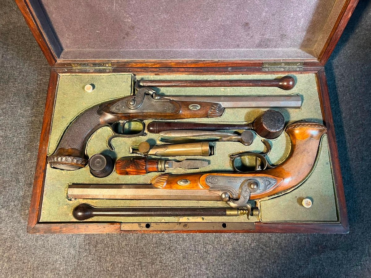 Coffret de pistolets de duel par Gosset à Paris -photo-2
