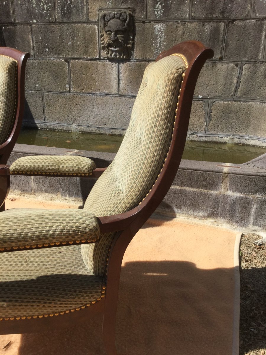 Pair Of XIXth Mahogany Armchairs-photo-3