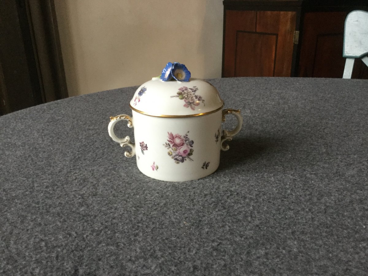 18th Century Saxony Porcelain Sugar Jar