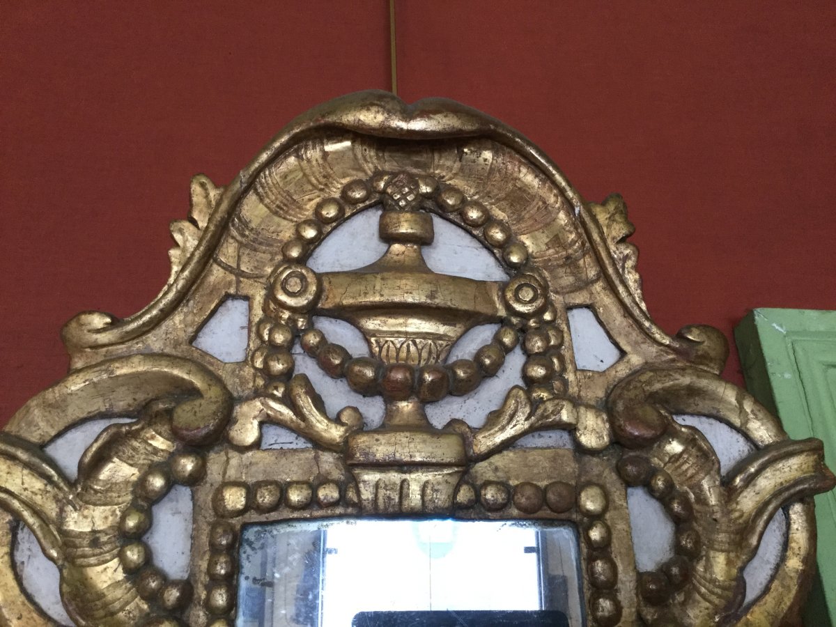 Mirror In Carved Gilded And Lacquered Wood Italy Eighteenth-photo-3