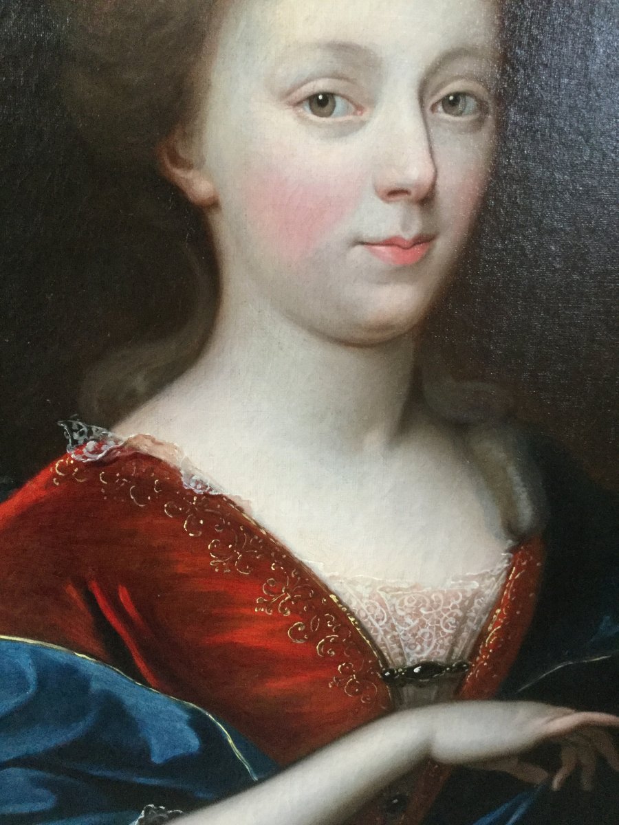 Portrait De La Duchesse De Bourbon Fin XVII E-photo-5