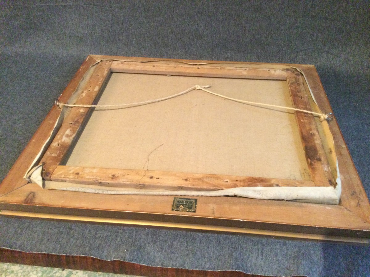 Huile Sur Toile « vaches Au Bord D’eau «  Sbg Voizard Margeride -photo-4