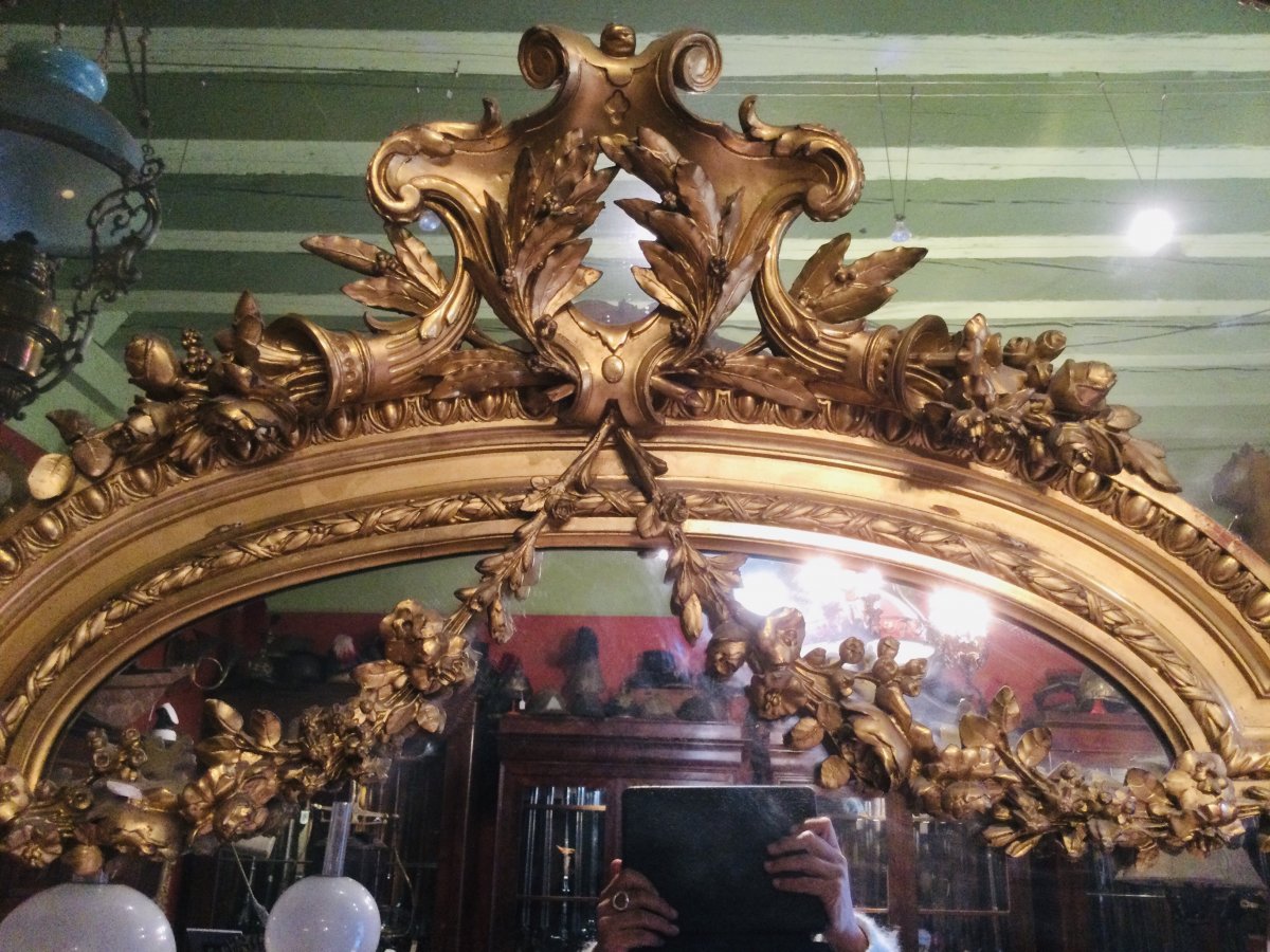 Miroir En Stuc Doré XIXe -photo-2
