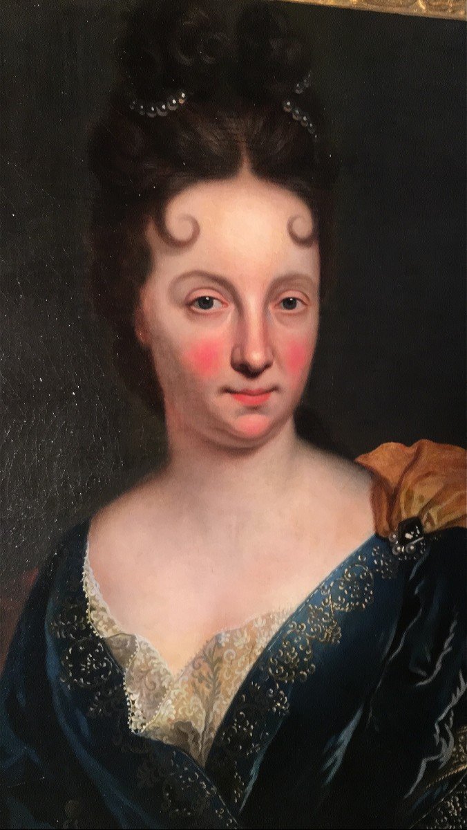 Portrait D’une Dame De Qualité école Française Fin XVII/début XVIII E-photo-2