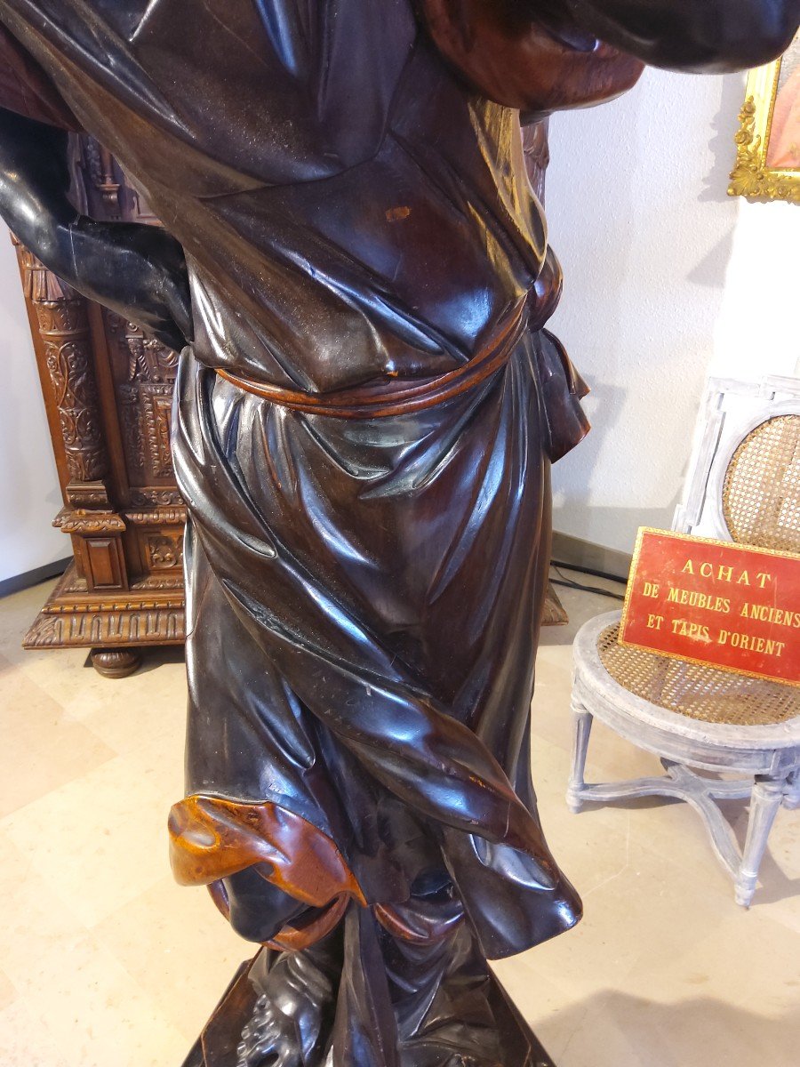 Rare Pair Of Nubians In Carved Wood Napoleon III Period-photo-1