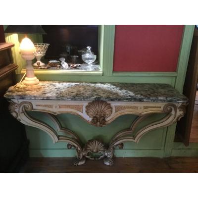 Console En Bois Sculpté Doré Et Laqué Italie XVIIIe 