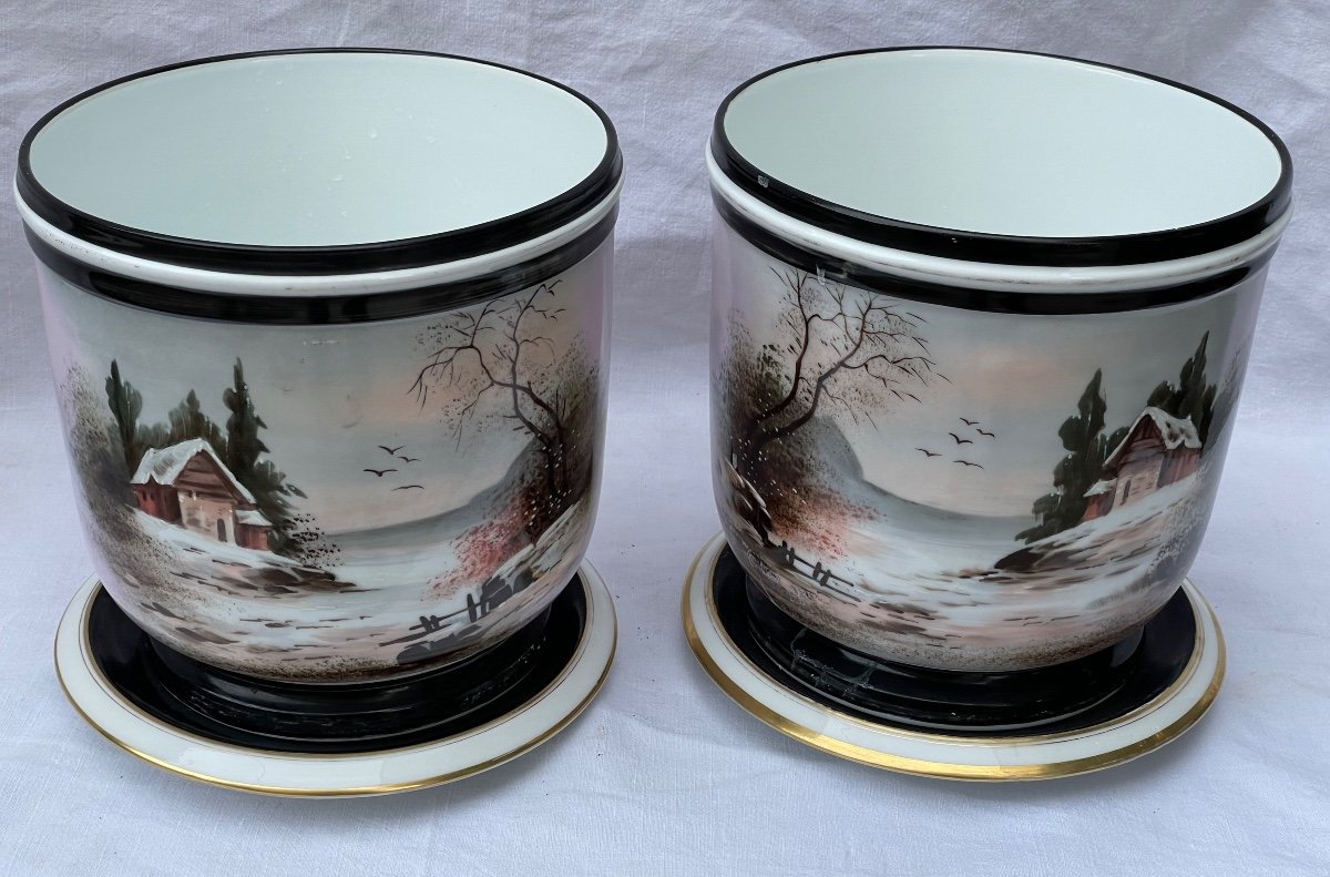 Pair Of Porcelain Pot Cages 