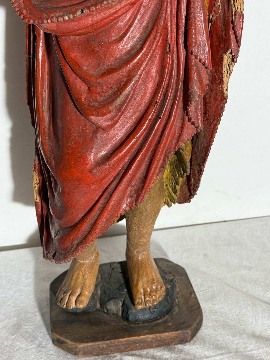 Saint John The Baptist Polychrome Wood -photo-3