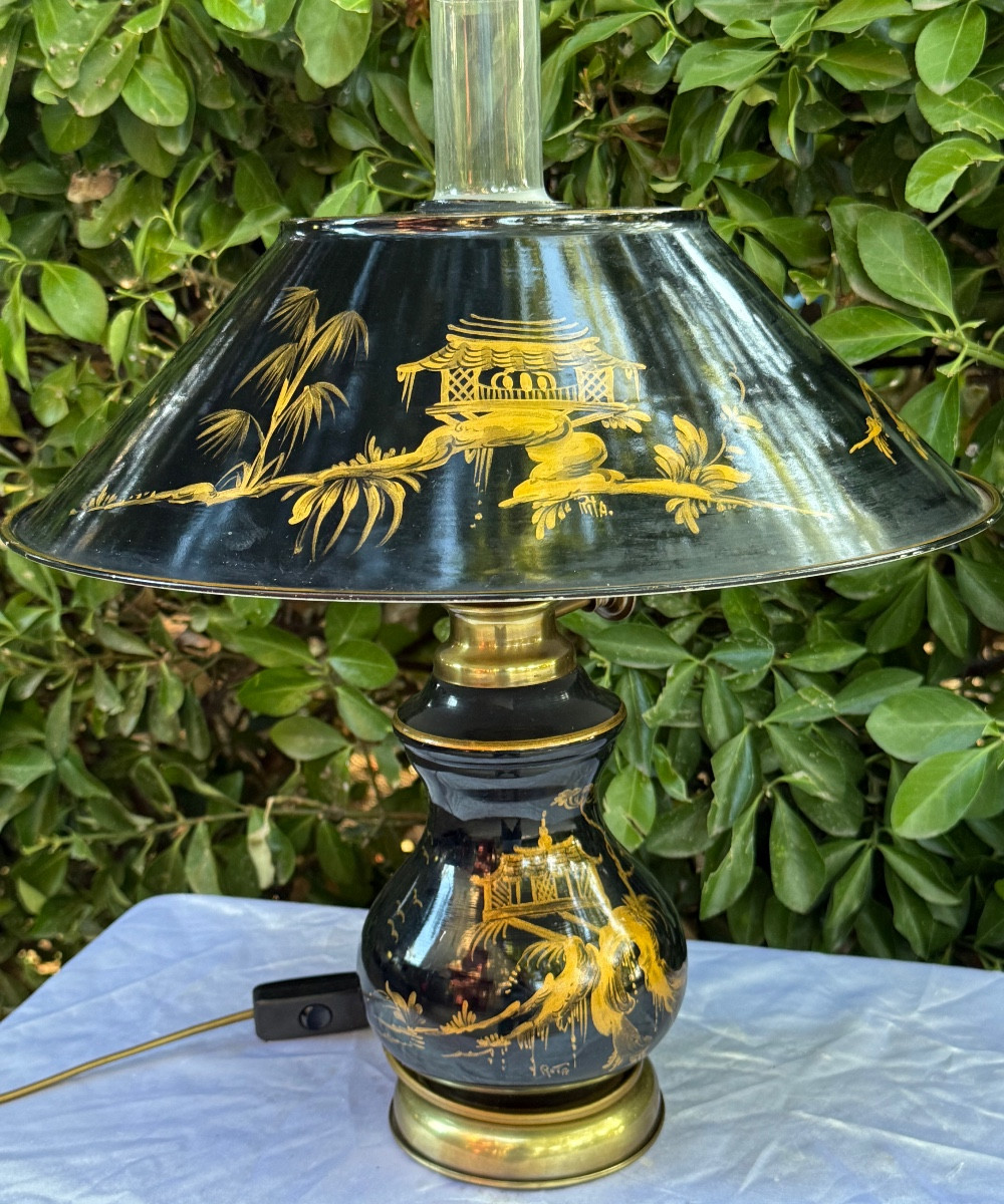 Lampe à décor japonisant 