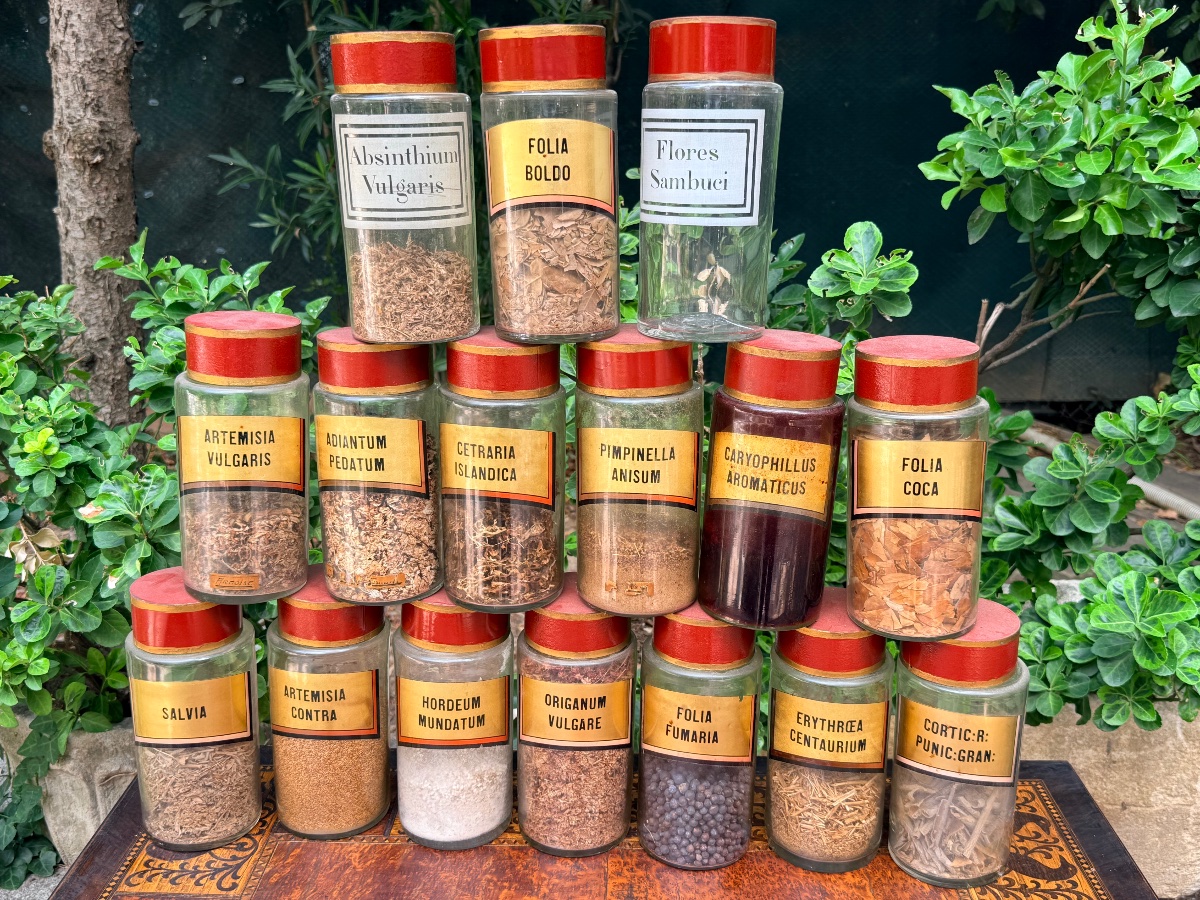 Set Of Sixteen Pharmacy Bottles 