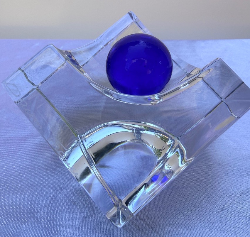Cendrier Daum à boules bleu 1970