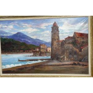 Oil On Canvas Collioure E. Gallois 