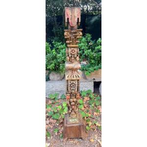 18th-century Ship's Wood-paneled Column
