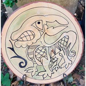 Large Glazed Terracotta Dish 