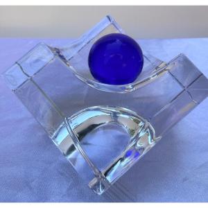 Cendrier Daum à boules bleu 1970