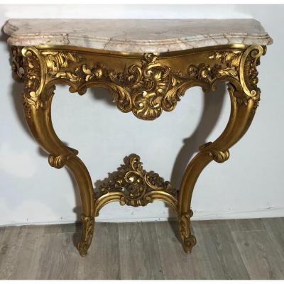 Console Louis XV En Bois Doré 