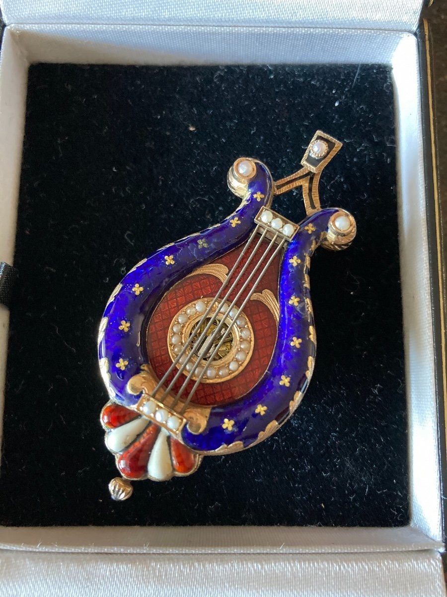 Lyre Gold And Enamel Watch