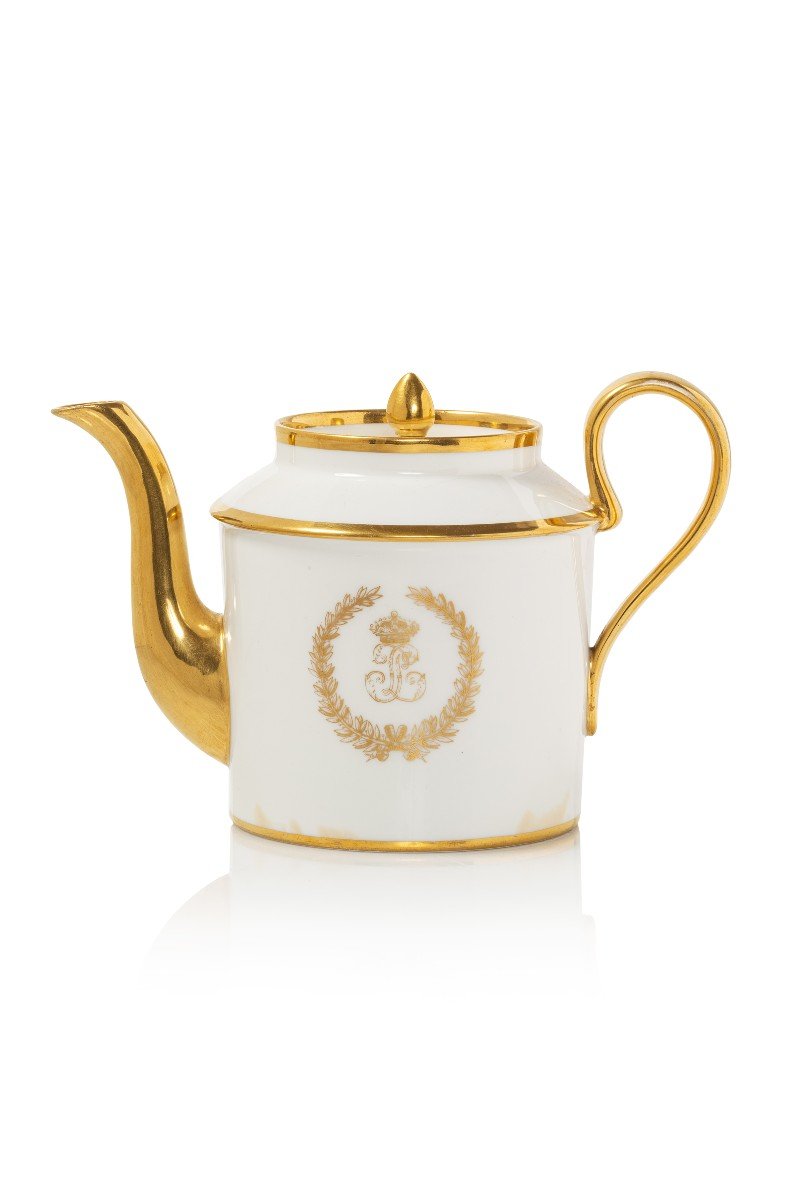 Théière Litron En Porcelaine De Sèvres Du Service Des Bals Du Roi Louis-philippe
