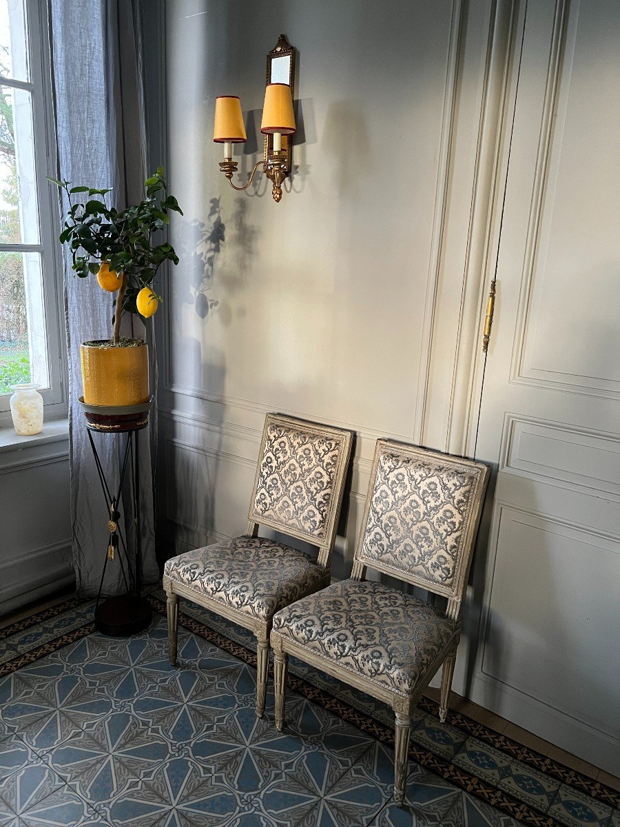 Paire De Chaises d'époque Louis XVI-photo-4