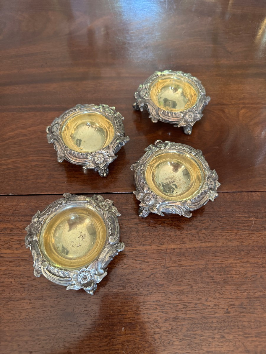 4 Silver And Silver-gilt Russian Salt Cellars By Carl Tegelsten 