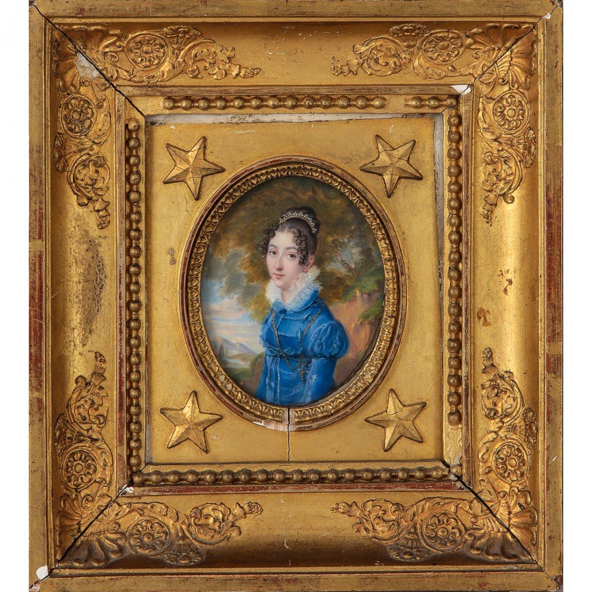 Superbe portrait miniature peint sur Ivoire figurant la fille du maréchal Jourdan par SIEURAC daté 1818   -photo-2