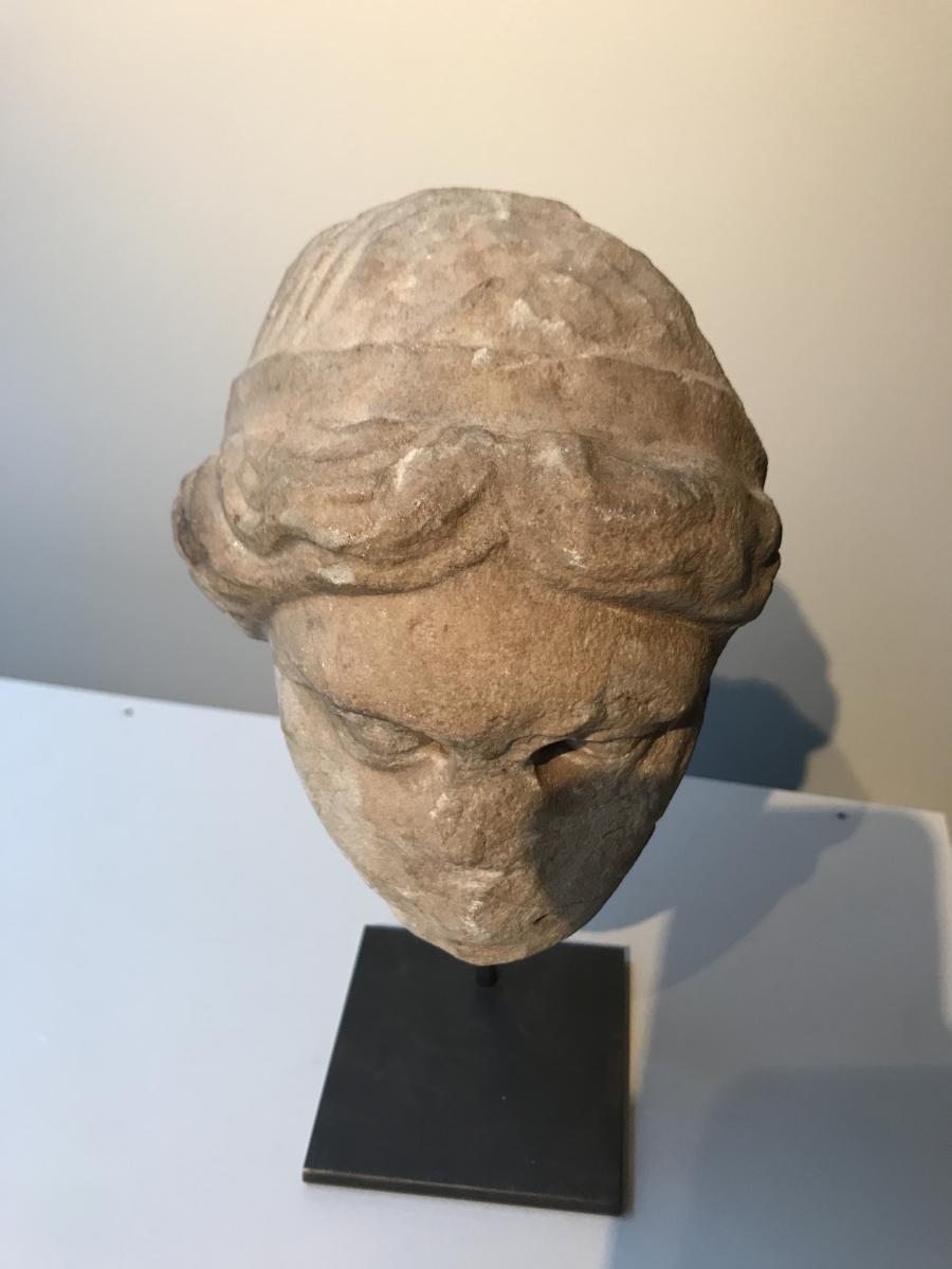Roman Head Of Goddess Venus In Antique Carved Marble, Roman Art From The 2nd Century Ad-photo-4