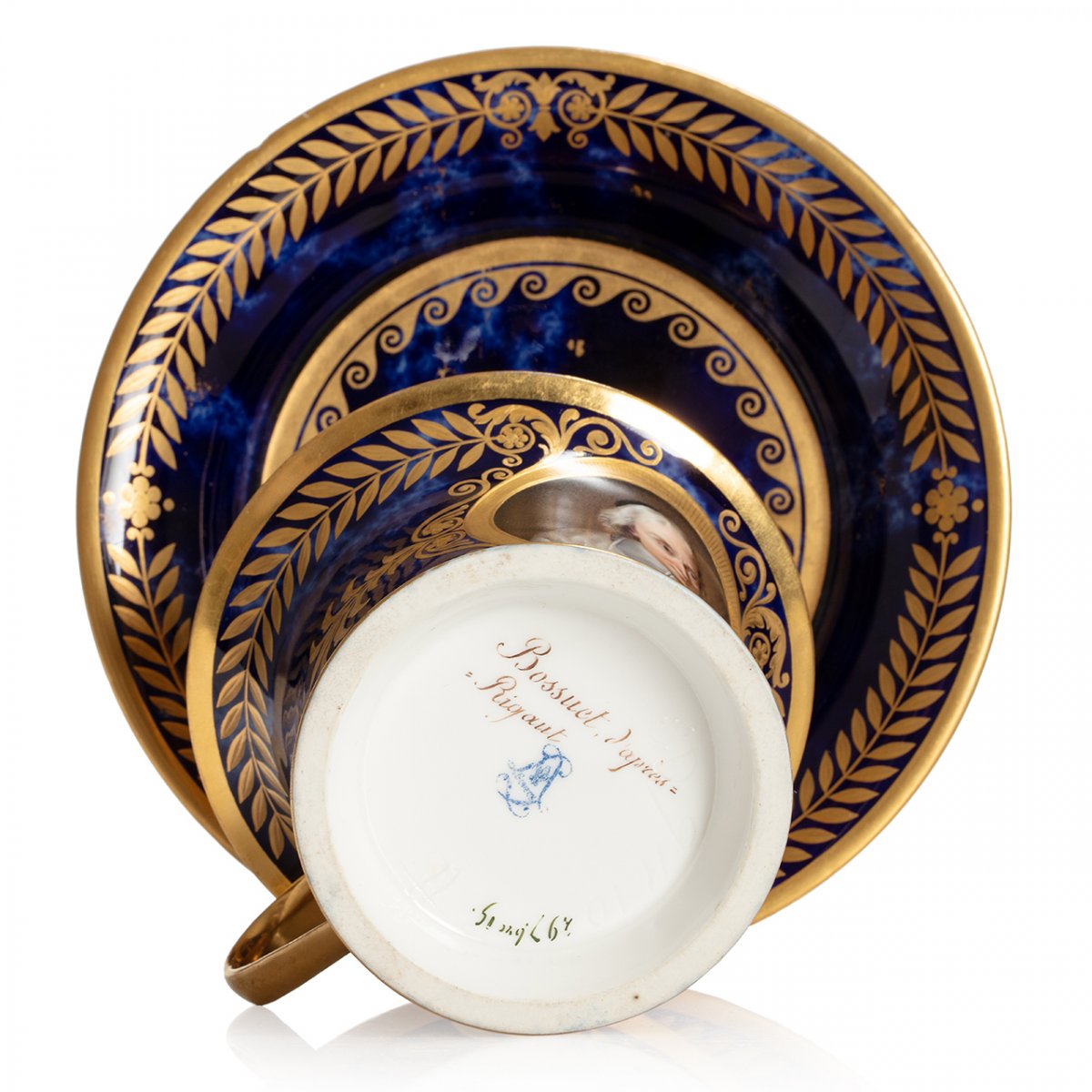 Sevres Porcelain Cup And Saucer With The Portrait Of Abbot Bossuet-photo-4