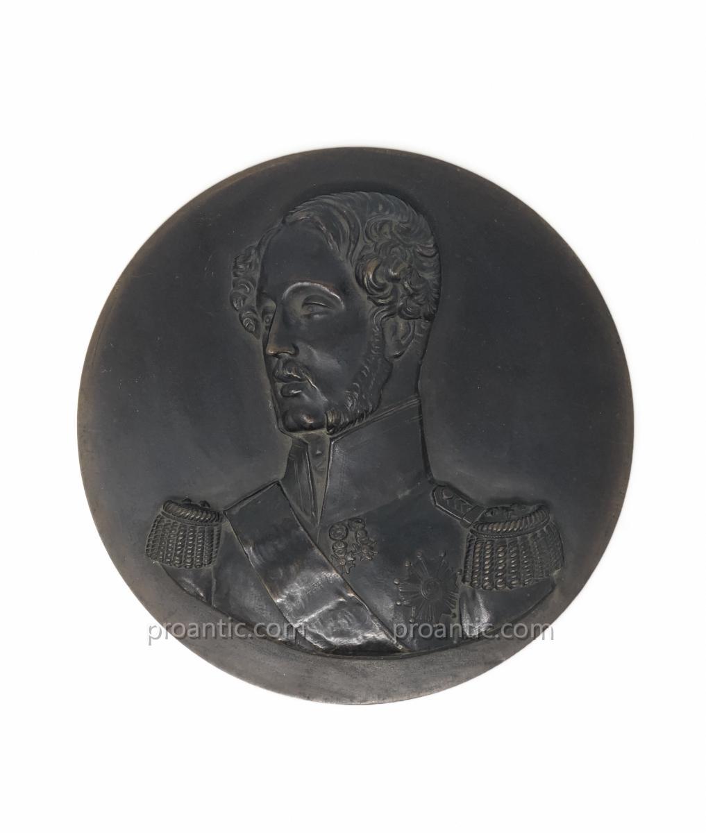 Medallion Of Ferdinand Louis Philippe In Bronze By Pradier