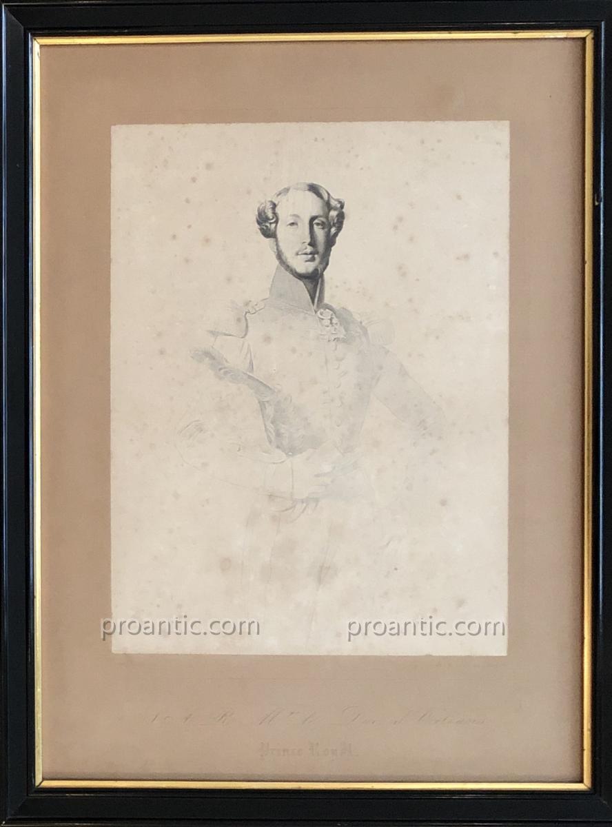 Gravure Du Duc Ferdinand Philippe d'Orléans d'Après Ingres 