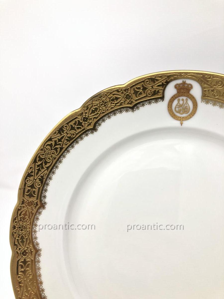 Assiette royale En Porcelaine d'Havilland du service du roi Farouk d'Egypte-photo-2