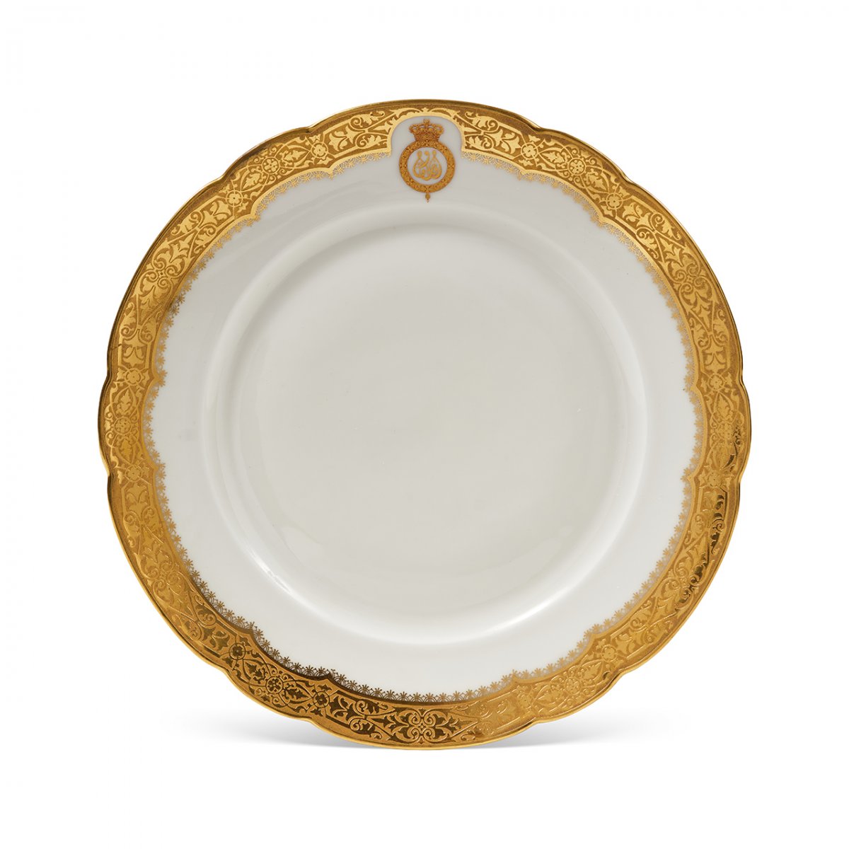 Assiette royale En Porcelaine d'Havilland du service du roi Farouk d'Egypte