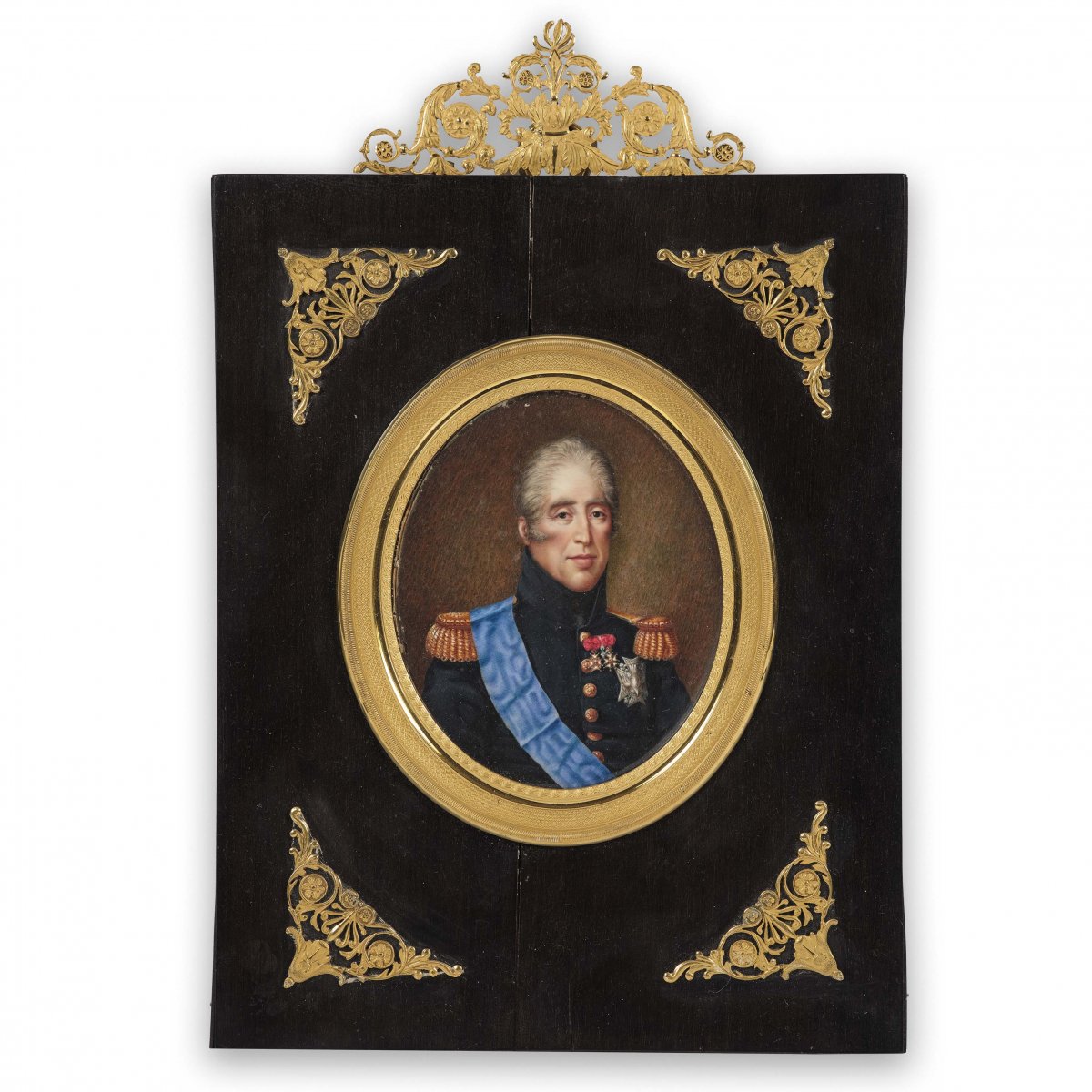 Portrait Du Roi Charles X, Miniature Sur Ivoire, école Française d'époque Restauration