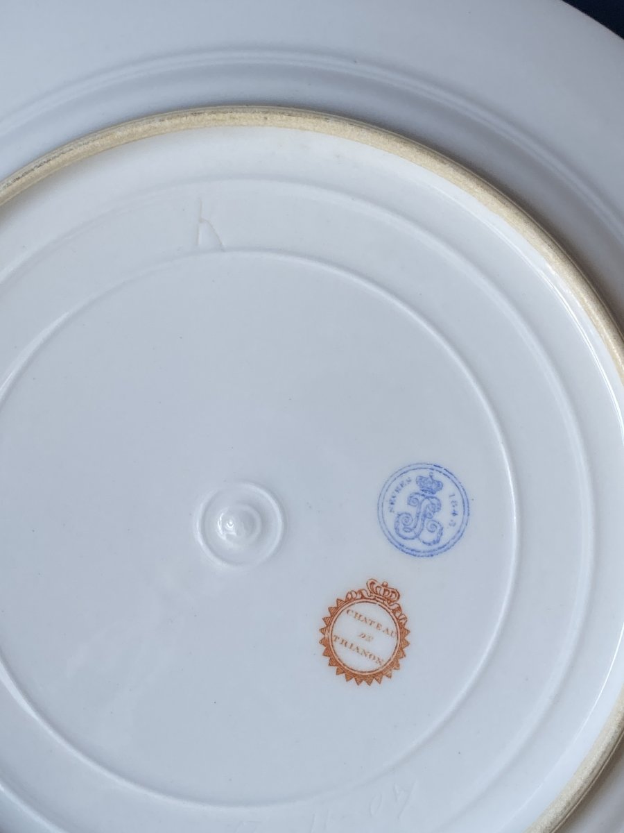 SEVRES Paire d'Assiettes En Porcelaine De Sèvres Du Service De Napoléon III Au Château De Trianon-photo-4